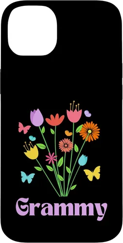 Vista 15 de iPhone 12/12 Pro Grammy Grandma Spring Flowers Pretty Tulips Butterfly Pink Case