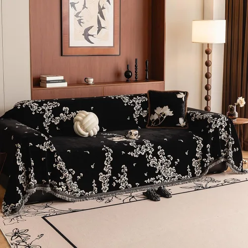 Vista 10 de DREAMINGO Funda para sillón reclinable con estampado floral verde y botánico de jacquard, 1 cojín, acogedora funda de felpilla para sala de estar