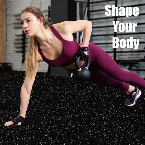 Vista 6 de Suelo de gimnasio de 0.56 pulgadas de grosor y 24 pies cuadrados para gimnasio en casa, 6 baldosas robustas de goma con espuma EVA para alfombrillas