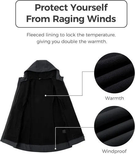 Vista 3 de wantdo Chaquetas con forro polar para mujer, chaqueta suave con aislamiento a prueba de viento