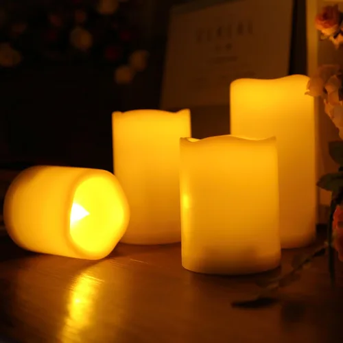 Vista 6 de Juego de 2 velas LED sin llama, impermeables, funcionan con pilas, con control remoto, de plástico, decorativas, para decoración del hogar, jardín