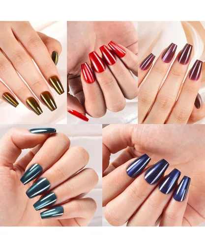 Vista 8 de 6 paquetes de uñas postizas en forma de almendra, uñas postizas de punta francesa Misssix cortas, uñas postizas reutilizables con pegamento, uñas