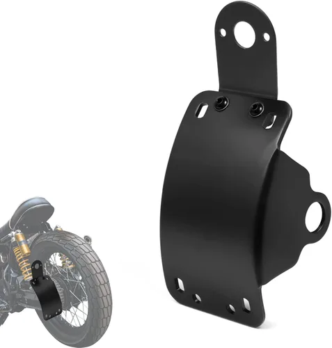 Vista 9 de Amazicha Soporte de placa de matrícula de montaje lateral curvado con agujero de eje de 3/4 pulgadas compatible con Harley Touring Sporster Bobber