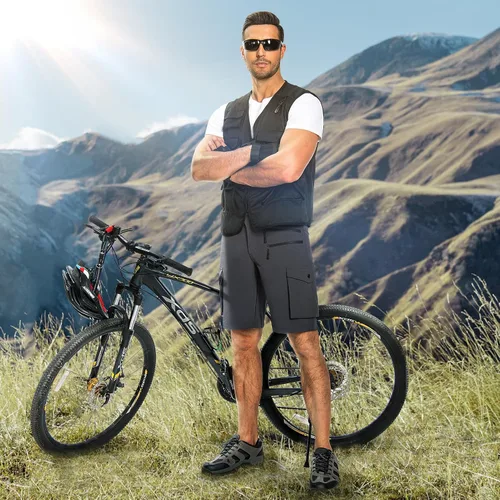 Vista 8 de Hiauspor Pantalones cortos de ciclismo de montaña para hombre, elásticos, de secado rápido, para senderismo, trabajo, golf, pesca, táctico