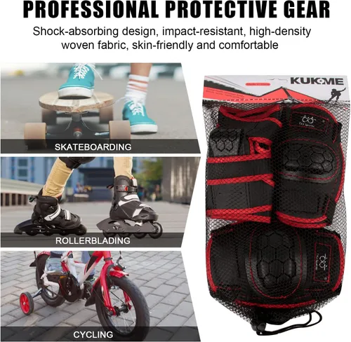 Vista 6 de TXJ Sports Coderas y rodilleras para niños con protectores de muñeca, equipo de protección para monopatín, patinaje sobre ruedas, ciclismo