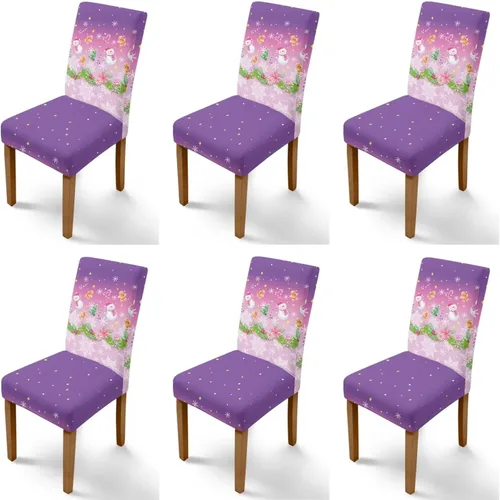 Vista 40 de Rnyleeg Fundas navideñas para sillas de comedor, fundas de asiento de comedor con estampado de campanas brillantes, juego de 1 funda suave y lavable