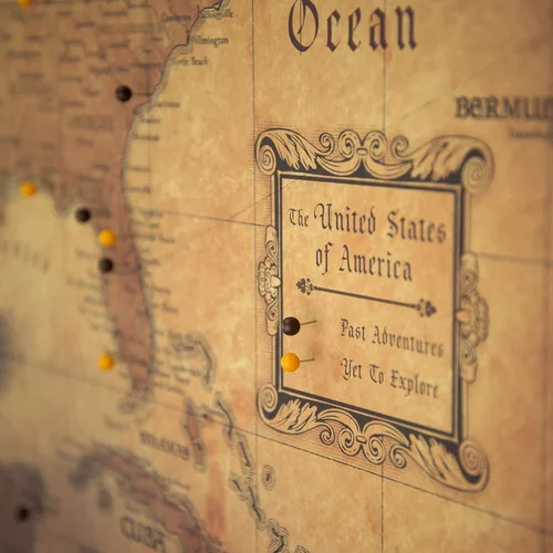 Vista 3 de Mapa de viaje Push Pin USA - Golden Aged - Fabricado en Ohio, EE. UU