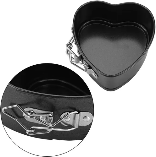 Vista 7 de Milltrip - Molde para tartas de corazón de 4 pulgadas, con parte inferior extraíble en forma de corazón Antiadherente, parte inferior extraíble