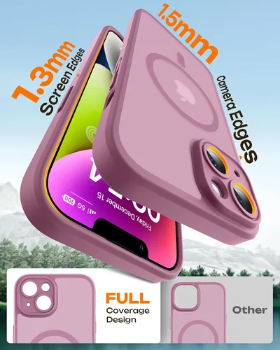 Vista 319 de TOCOL Funda magnética 3 en 1 para iPhone 15 Pro, mejorada [protección completa de cámara] con 2 protectores de pantalla, compatible con MagSafe Gris