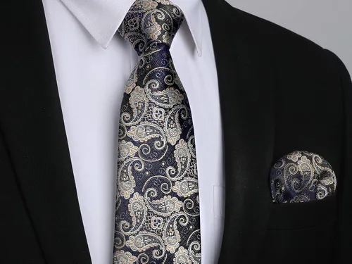 Vista 118 de HISDERN Corbatas para hombre, corbata de cachemira y bolsillo cuadrado tejido clásico floral para hombre, corbata de fiesta de boda
