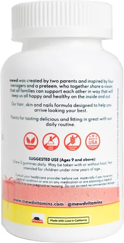 Vista 8 de MEWD Gomitas multivitamínicas para el cabello, la piel y las uñas para adolescentes y niños, fuerza y crecimiento de biotina con zinc, vitaminas A