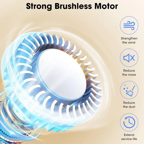 Vista 7 de Ventilador personal portátil recargable de 8000 mAh, ventiladores corporales con 3 velocidades de enfriamiento más rápido y luz LED, ventiladores