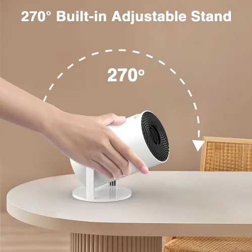 Vista 2 de [Aplicaciones integradas] PANSEBA Mini proyector inteligente ajustable de 270° con WiFi 6 y Bluetooth, proyector de película para exteriores