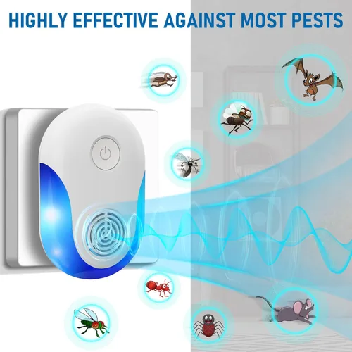 Vista 2 de Repelente ultrasónico mejorado 2026 para interiores, 6 paquetes de trampas para ratones, enchufe para insectos, cucarachas, roedores, insectos