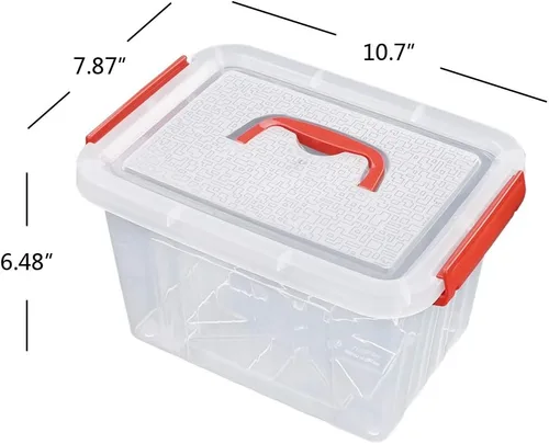 Vista 3 de Kiddream Paquete de 6 cajas pequeñas transparentes, contenedores de almacenamiento de plástico de 6 cuartos de galón con tapas