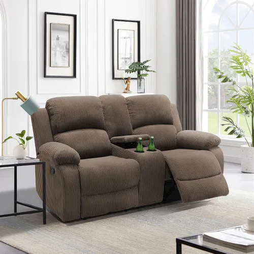 Vista 7 de Sofá reclinable manual, sofá reclinable con portavasos de 3 asientos, sofá de 3 asientos con mesa auxiliar desplegable para sala de estar, oficina