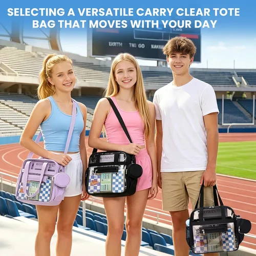 Vista 2 de Clear Tote Bag for Women 12x6x12 Stadium Approved Transparent Crossbody Bag with Multi Pockets for Sports Concerts