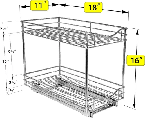 Vista 5 de Lynk - Organizador profesional para armario de cocina con dos niveles, para sacar y guardar debajo del gabinete, sirve de organizador para despensa