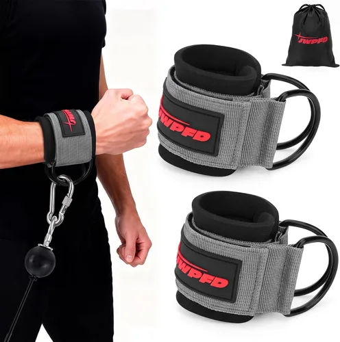 Vista 13 de Correas de muñeca para máquinas de cable, muñequeras para hombres y mujeres, correas acolchadas de neopreno para equipos de entrenamiento de fuerza