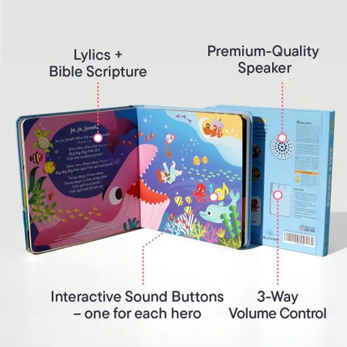 Vista 4 de Bible Heroes Libros cristianos con sonido para niños, 6 canciones de la Biblia para niños pequeños, regalos cristianos para niños, Biblia para bebés