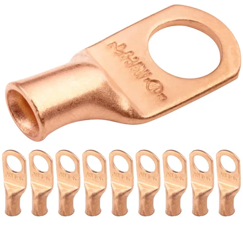 Vista 154 de SELTERM - 5 terminales de anillo resistentes para cable de batería, calibre 1/0 AWG, pernos de 1/2 pulgadas, terminales de calibre 0, ojales