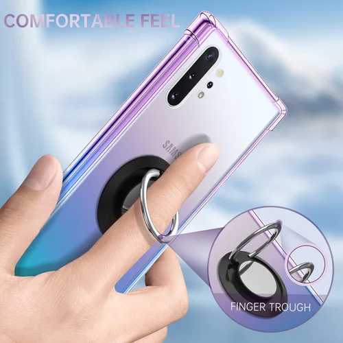 Vista 3 de Serie de soportes de anillo diseñada para Samsung Galaxy Note 10 Plus, cubierta protectora transparente compatible con soporte magnético