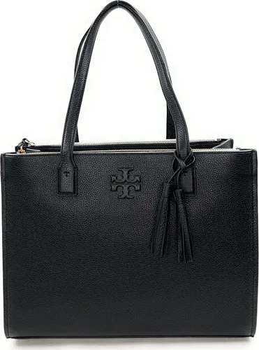 Vista 5 de Tory Burch Thea Pebbled Leather Tote, Negro