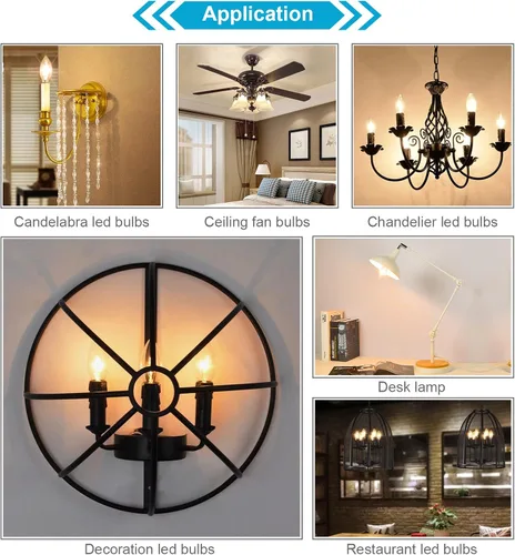 Vista 9 de Ascher - E12 - Paquete de 5 bombillos LED clásicos de candelabro de 4 vatios, equivalentes a 40 vatios, luz blanca y cálida de 2700 K, no Blanco