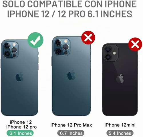 Vista 2 de Dexnor Funda para iPhone 12 y iPhone 12 Pro, [protector de pantalla y soporte integrados] Protección de grado militar resistente a prueba de golpes