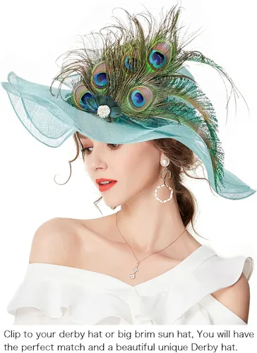 Vista 2 de Z&X Diadema de plumas de pavo real con clip para el cabello, disfraz de los años 20
