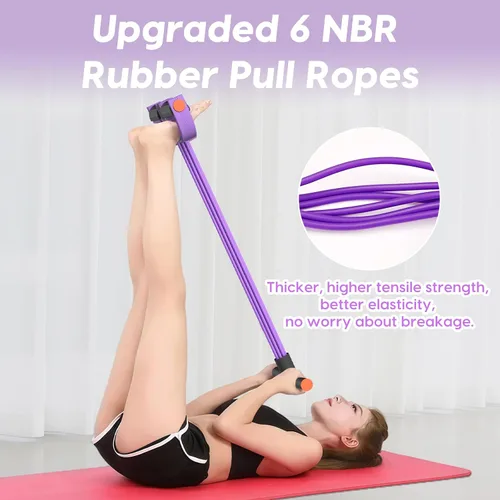 Vista 3 de Pedal Resistance Band with Handle, 6-Tube Elastic Foot Pedal Resistance Band, Natural Rubber Ankle Puller Sit-up Exercise, Multifunction Fitness