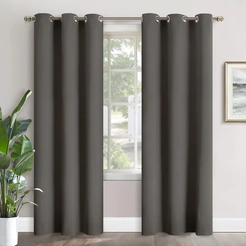 Vista 38 de YoungsTex - Cortinas blackout cortas, aislamiento térmico, ojales, oscurecen la habitación, privacidad, para cámper, sótano, cocina y baño, 2 Gris