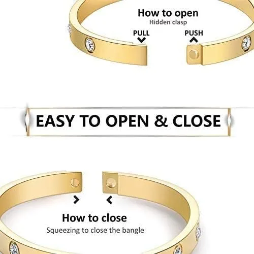 Vista 5 de My Daily Styles Pulsera de acero inoxidable con bisagras CZ para mujer, tamaño 7 pulgadas