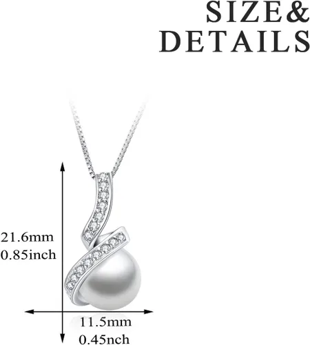 Vista 4 de YFN 925 Sterling Silver Pearl Necklace Twisted Pendant Necklace for Women Mother's Day Christmas Gifts