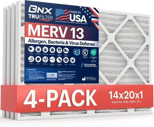 Vista 19 de BNX TruFilter 10x24x1 Filtro de aire MERV 13 (paquete de 4) - HECHO EN EE. UU. - Filtros plisados electrostáticos para aire acondicionado HVAC AC
