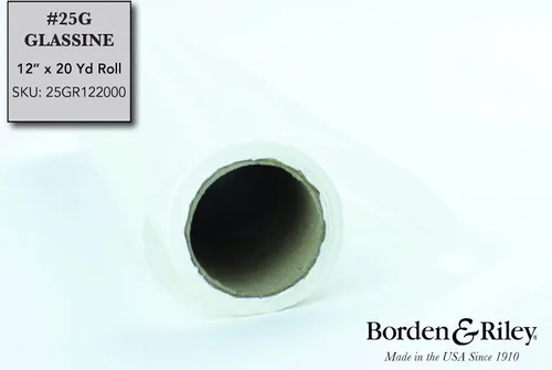 Vista 4 de Borden & Riley Rollo de papel glassine #25G, 25 libras, 12 pulgadas x 20 yardas por rollo, blanco, 1 rollo cada uno (25GR122000)