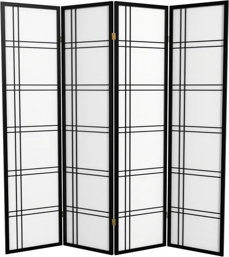 Vista 36 de Oriental Furniture - Pantalla Shoji de doble cruz de 6 pies de alto, color negro, 3 paneles