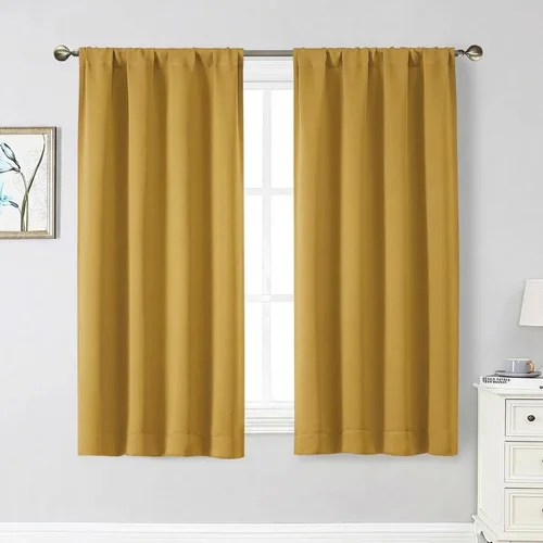 Vista 221 de Cortinas opacas para dormitorio, sala de estar, juego de 2 paneles de 54 pulgadas de largo, cortinas de oscurecimiento de habitación con aislamiento