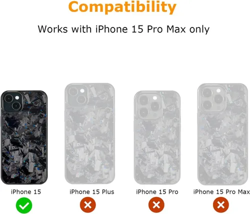 Vista 5 de Grip Series - Funda para iPhone 15 con fibra de carbono forjada real, diseño de bordes agarres, compatible con carga inalámbrica, compatible