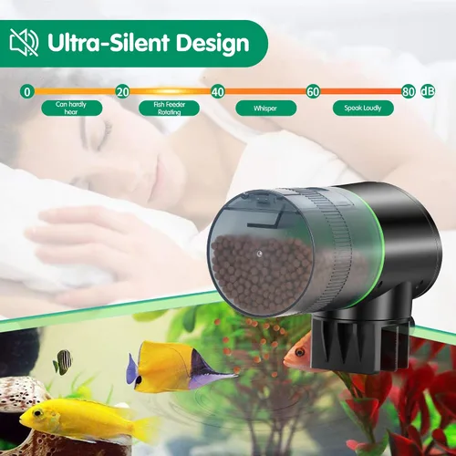 Vista 8 de Ycozy Comedero automático para peces recargable con cable USB, a prueba de humedad, alimentador eléctrico inteligente para peces/tortugas