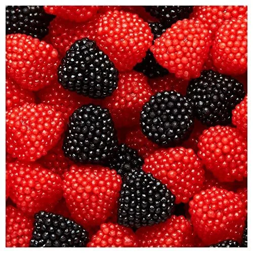 Vista 2 de Caramelos de gomitas de bayas, suaves y crujientes, bocadillos dulces masticables en forma de bayas, sabor a fruta de bayas rojas y negras