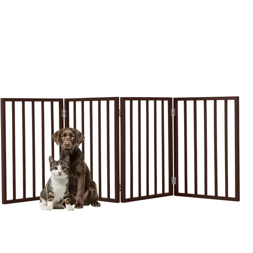 Vista 4 de Puerta para mascotas de interior - Puerta plegable de 3 paneles para escaleras o puertas - Valla para mascotas independiente de 54x23.75 pulgadas