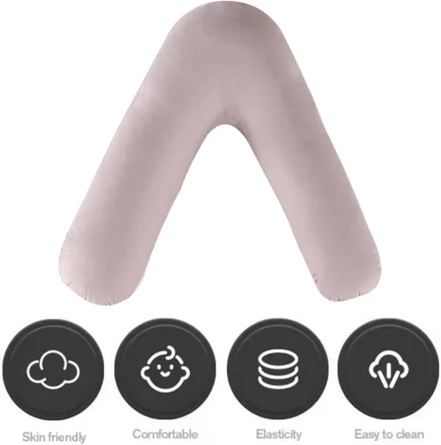 Vista 6 de Almohada ortopédica en V con funda de almohada complementaria en forma de V para soporte de espalda, hombros y cuello, almohada de embarazo de Gris