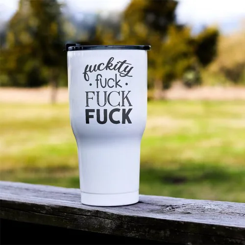 Vista 4 de Fuckity Fuck - Vaso de viaje de acero inoxidable de 30 onzas, vaso de café aislado