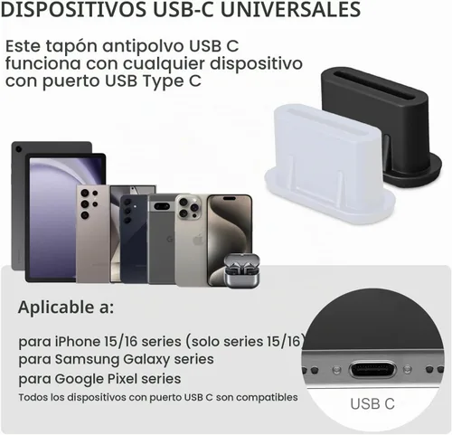 Vista 2 de Enchufe de polvo USB C, cubierta de puerto de carga tipo C de silicona cubierta de enchufe USB C