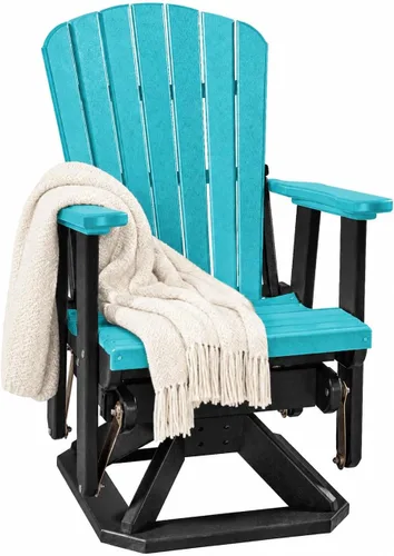 Vista 13 de DutchCrafters Slat Fan Back Poly Adirondack Swivel Glider Outdoor Patio Chair (Black)