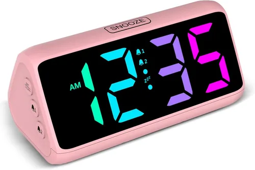 Vista 11 de Reloj despertador Netzu extra fuerte para personas que duermen pesadas, relojes despertador RGB para dormitorios para adultos mayores y niños, reloj