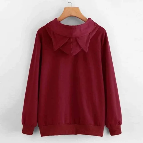 Vista 3 de Aniywn Sudadera con capucha para mujer, con estampado de orejas de gato, linda blusa de manga larga con bolsillo, sudadera con capucha para otoño