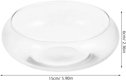 Vista 2 de Happyyami Jarrón de vidrio para peces de cristal, cuenco transparente de boca ancha, jarrón redondo, terrario, planta de aire, maceta hidropónica