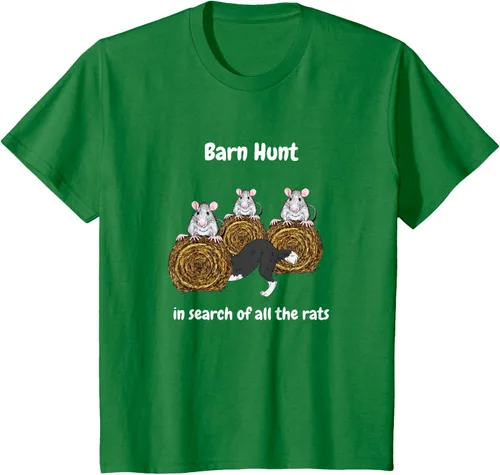 Vista 31 de Funny Barn Hunt - En busca de las ratas con Border Collie Camiseta, Negro